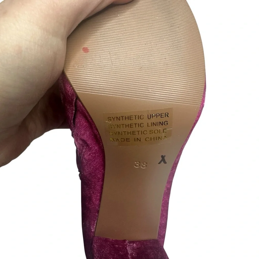 NEW Anthropologie x Silent D Komass Pink Crushed Velvet Boots 38 - Picture 9 of 11